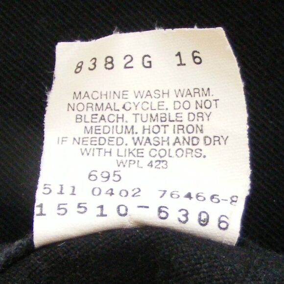 Vintage LEVI'S 510 Jeans, 16, Lower Rise, Slim Fit, Black, Zipper, 5 Pockets - Picture 9 of 9